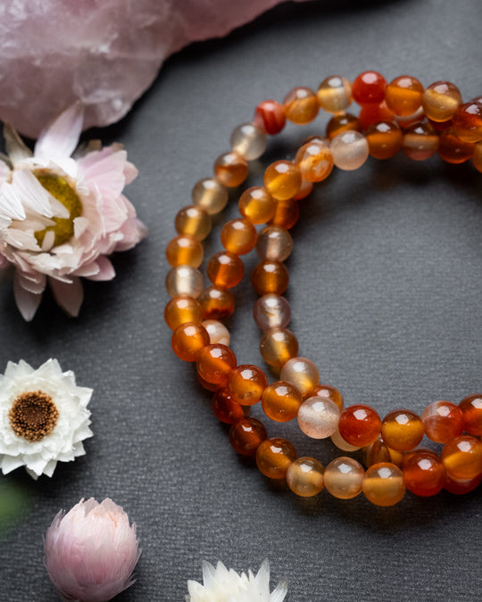 Carnelian Round Bead Bracelet 6mm