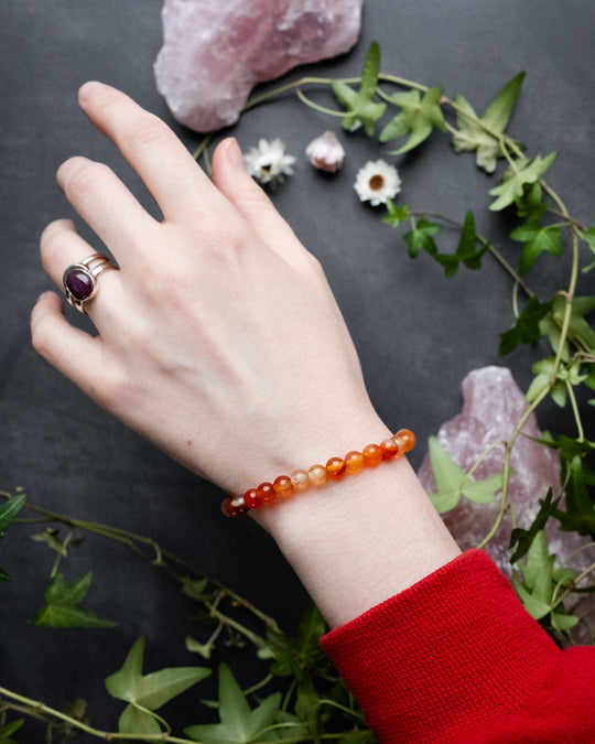 Carnelian Round Bead Bracelet 6mm