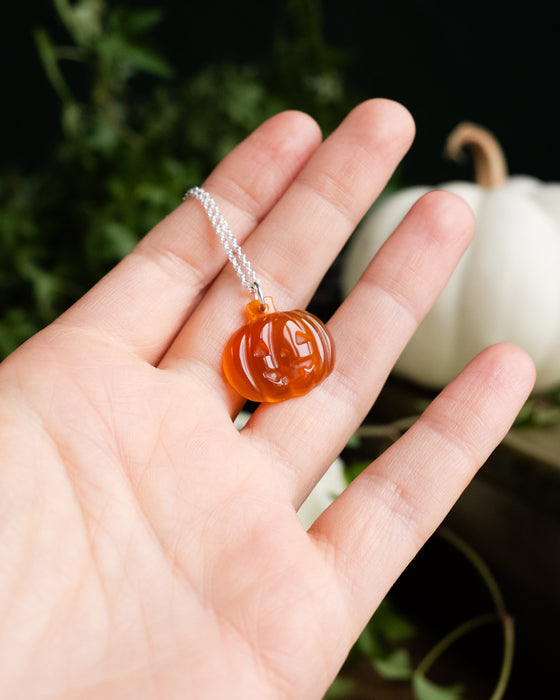 Carnelian Hand Carved Pumpkin Necklace