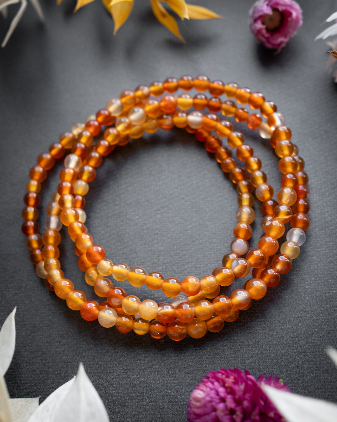 Carnelian Round Bead Bracelet 4mm