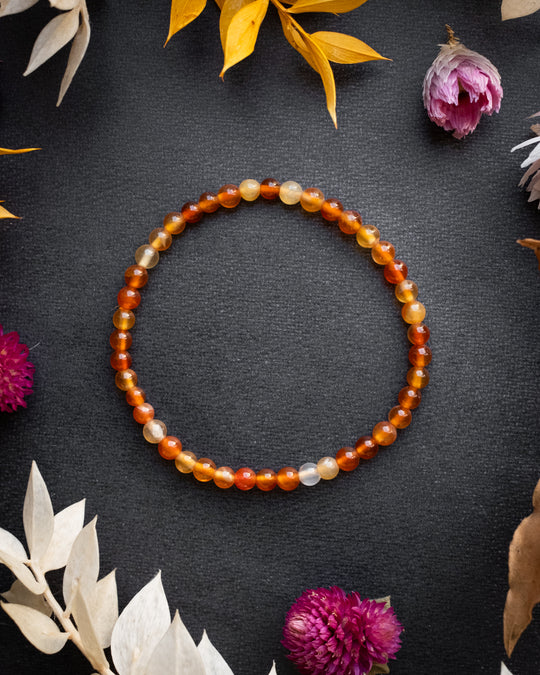 Carnelian Round Bead Bracelet 4mm