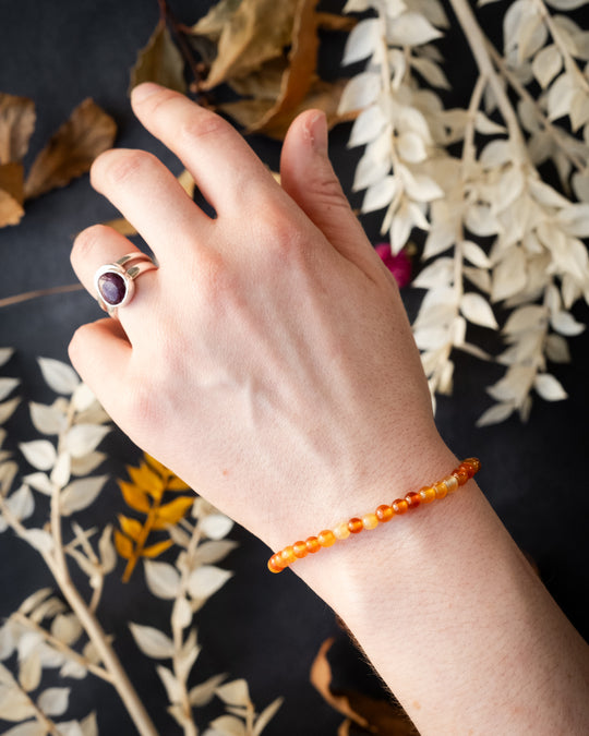 Carnelian Round Bead Bracelet 4mm