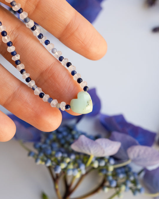 Chrysoprase Heart Beaded Necklace