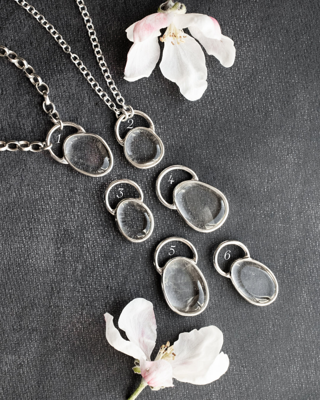 Clear Quartz Pebble Recycled Sterling Silver Necklace - The Healing Pear