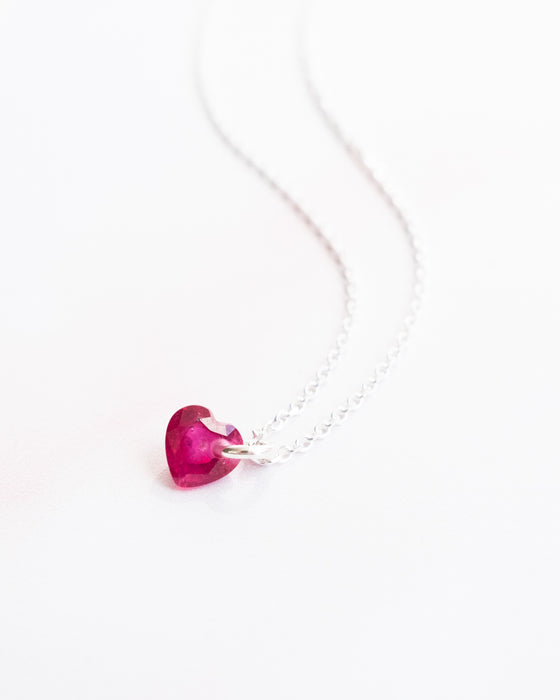 Mini Ruby Heart Necklace