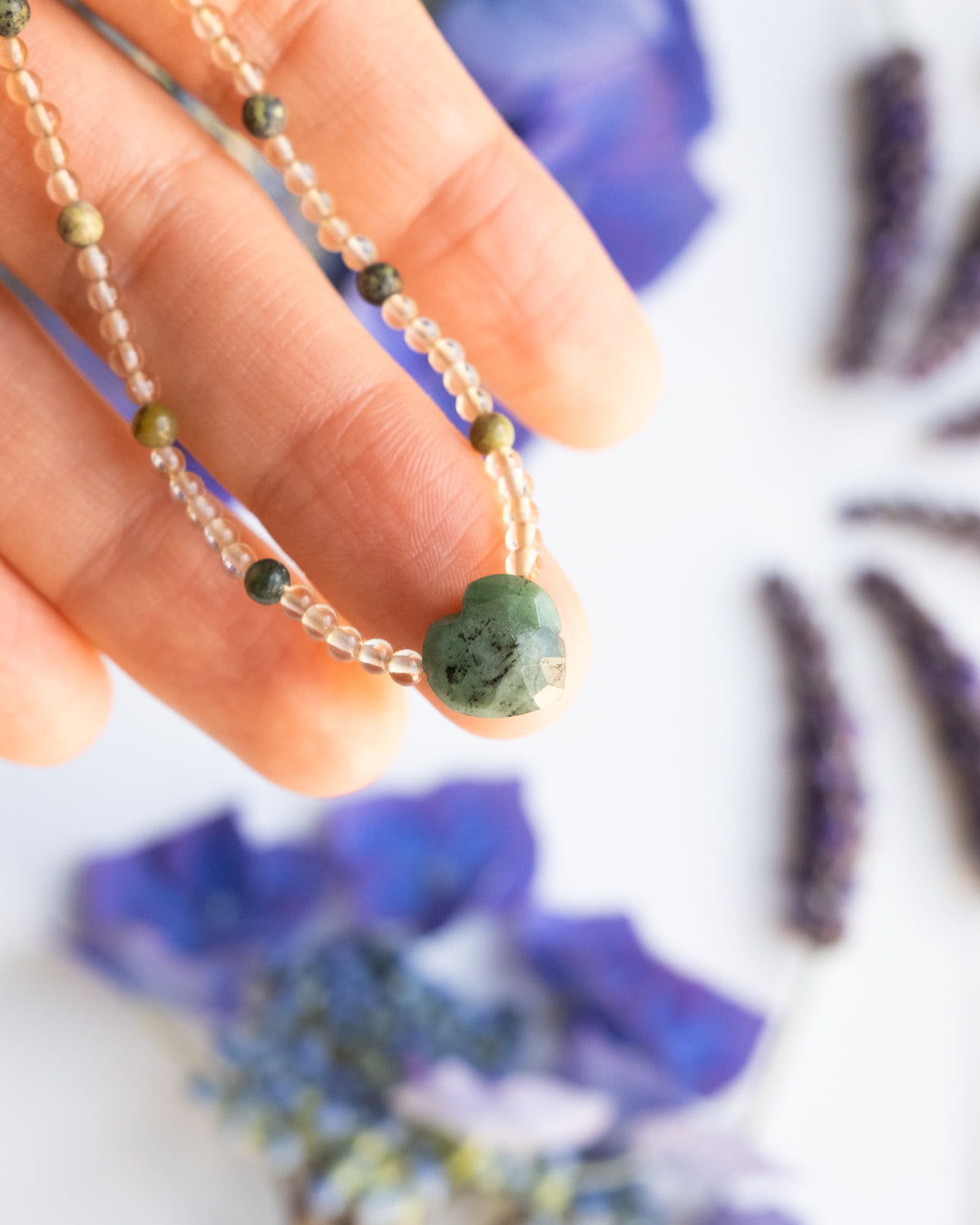 Emerald Heart Beaded Necklace