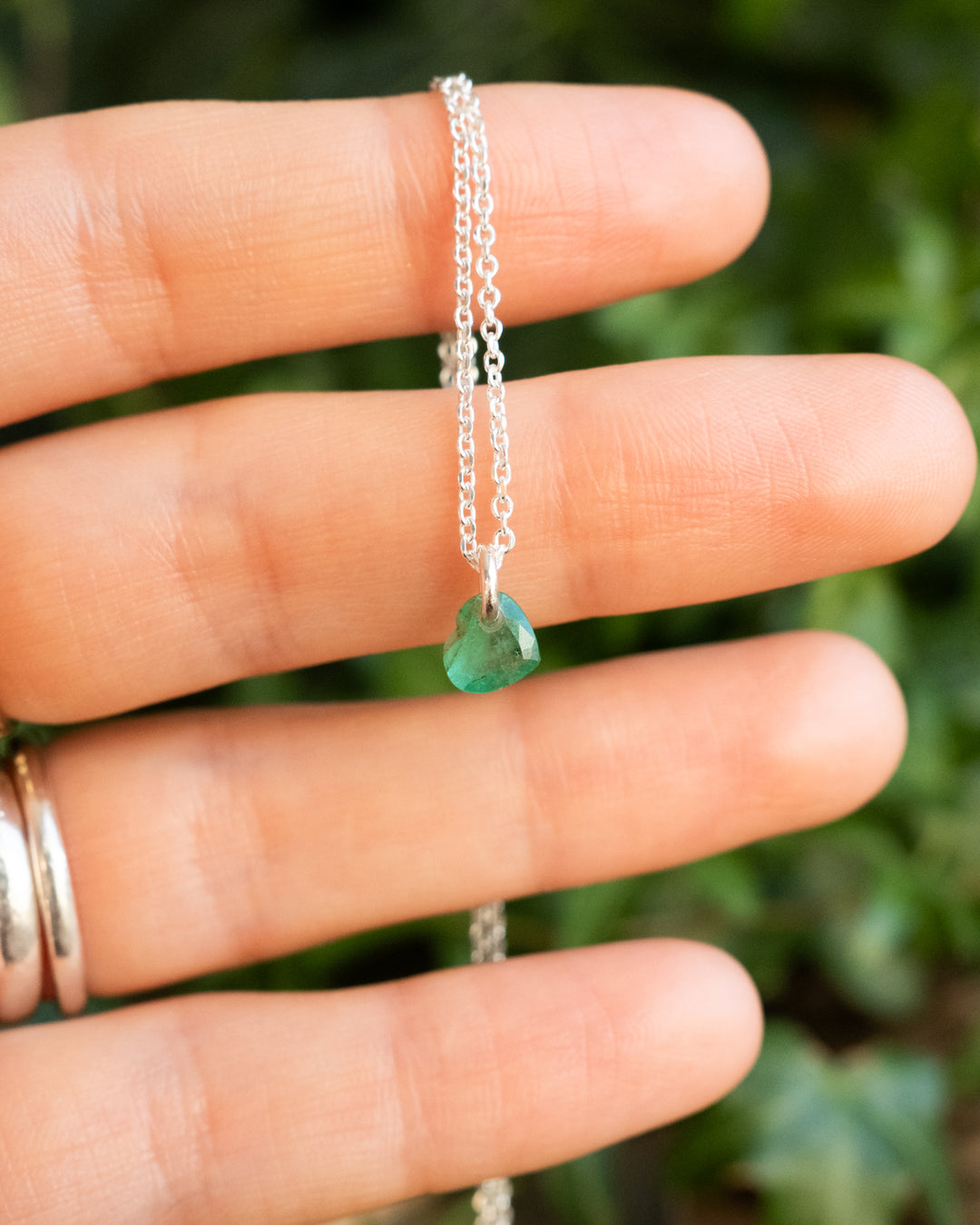 Mini Emerald Heart Necklace