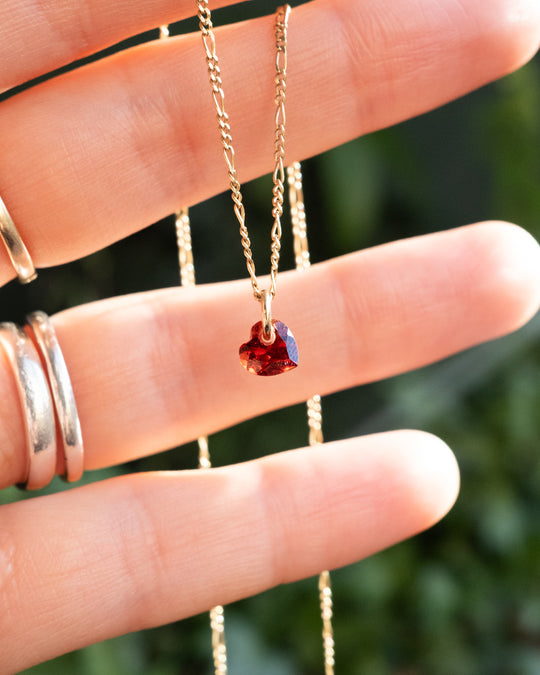 Mini Garnet Heart Necklace