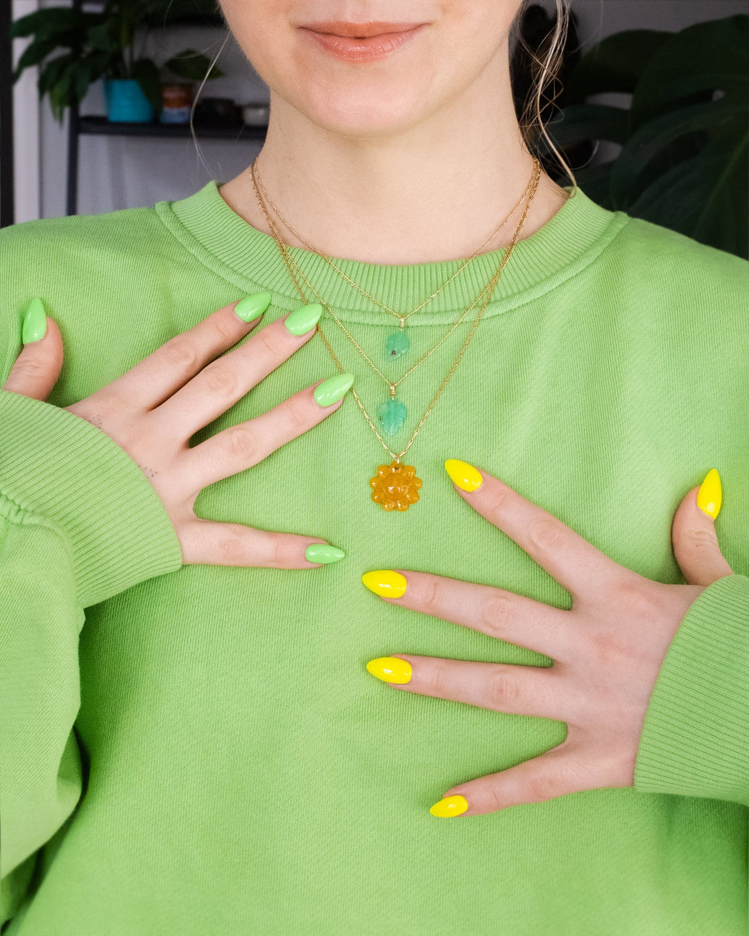 Rainbow Chrysocolla Hand Carved Groovy Flower Necklace