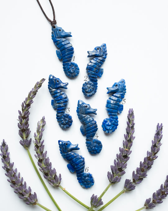 Lapis Lazuli Hand Carved Seahorse Necklace