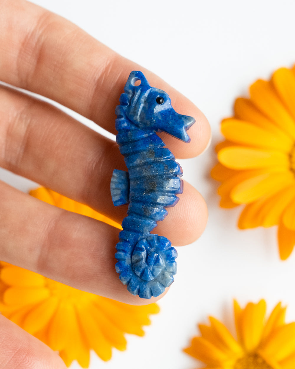 Lapis Lazuli Hand Carved Seahorse Necklace