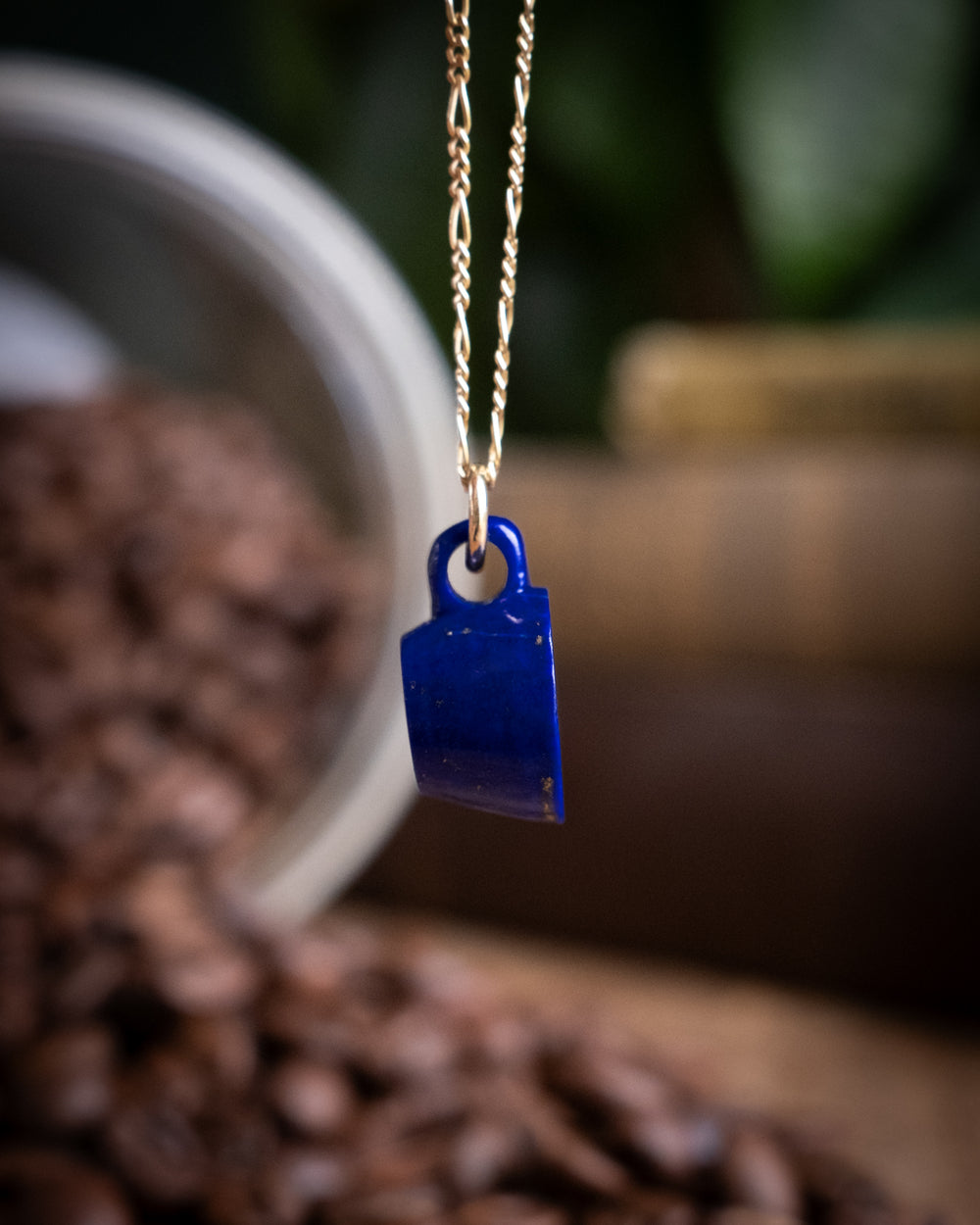 Lapis Lazuli Hand Carved Mug Necklace