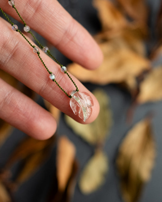 Hand Carved Leaf Beaded Necklace