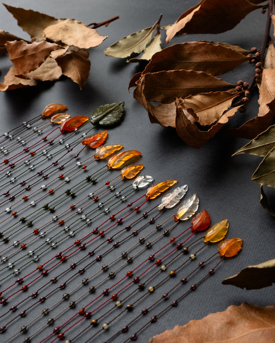 Hand Carved Leaf Beaded Necklace