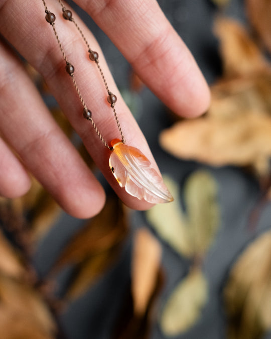 Hand Carved Leaf Beaded Necklace