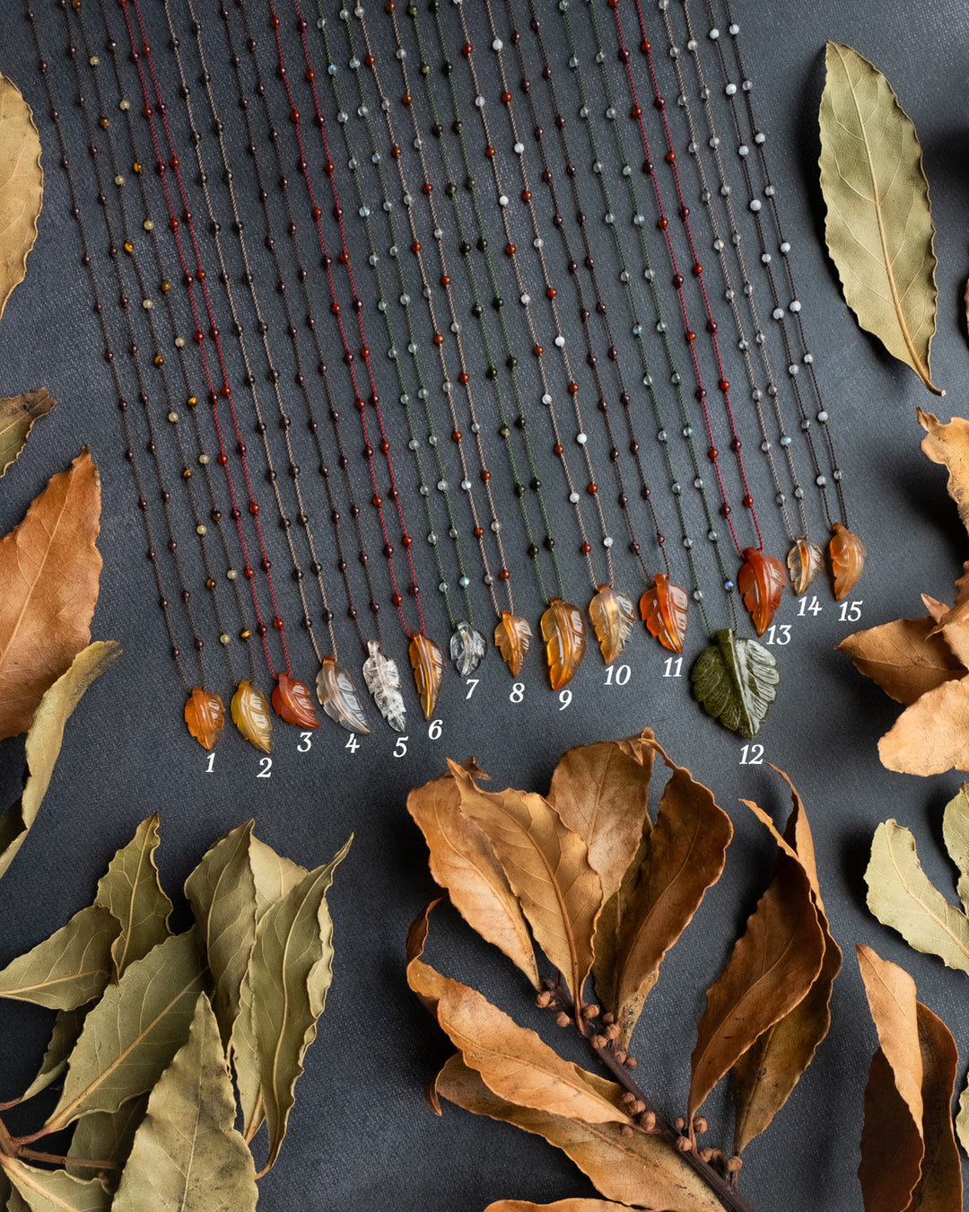 Hand Carved Leaf Beaded Necklace