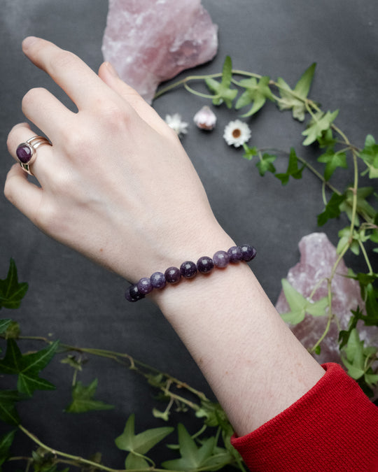 Lepidolite Round Bead Bracelet 8mm