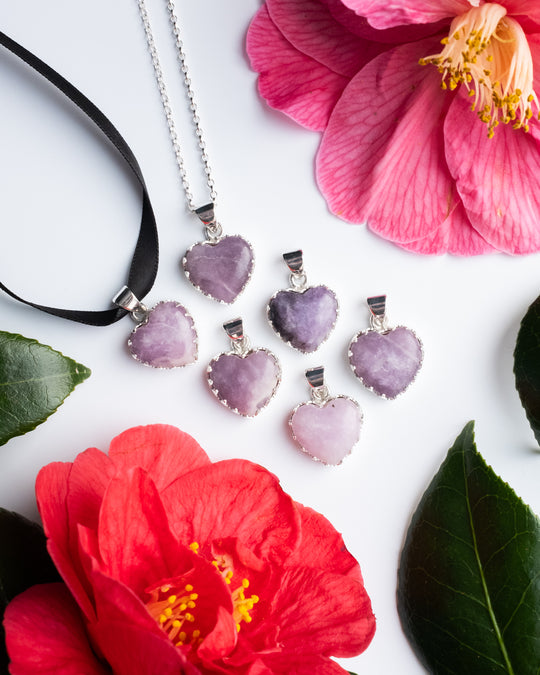 Lepidolite Heart Sterling Silver Gallery Necklace