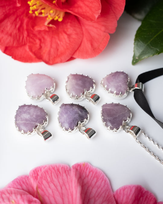 Lepidolite Heart Sterling Silver Gallery Necklace