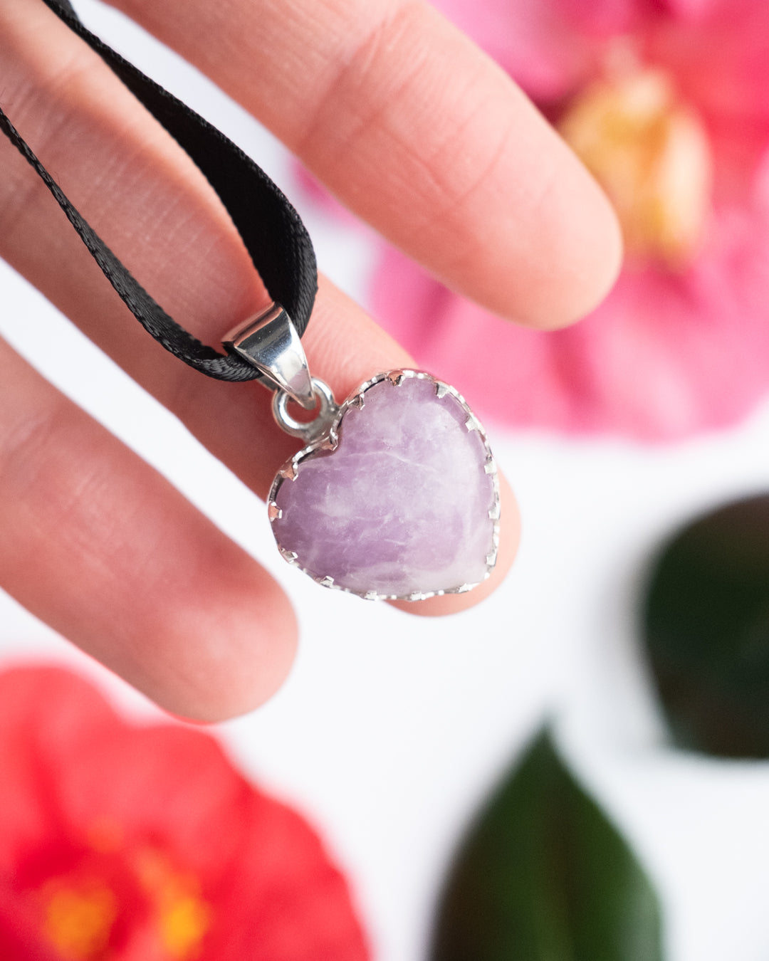 Lepidolite Heart Sterling Silver Gallery Necklace