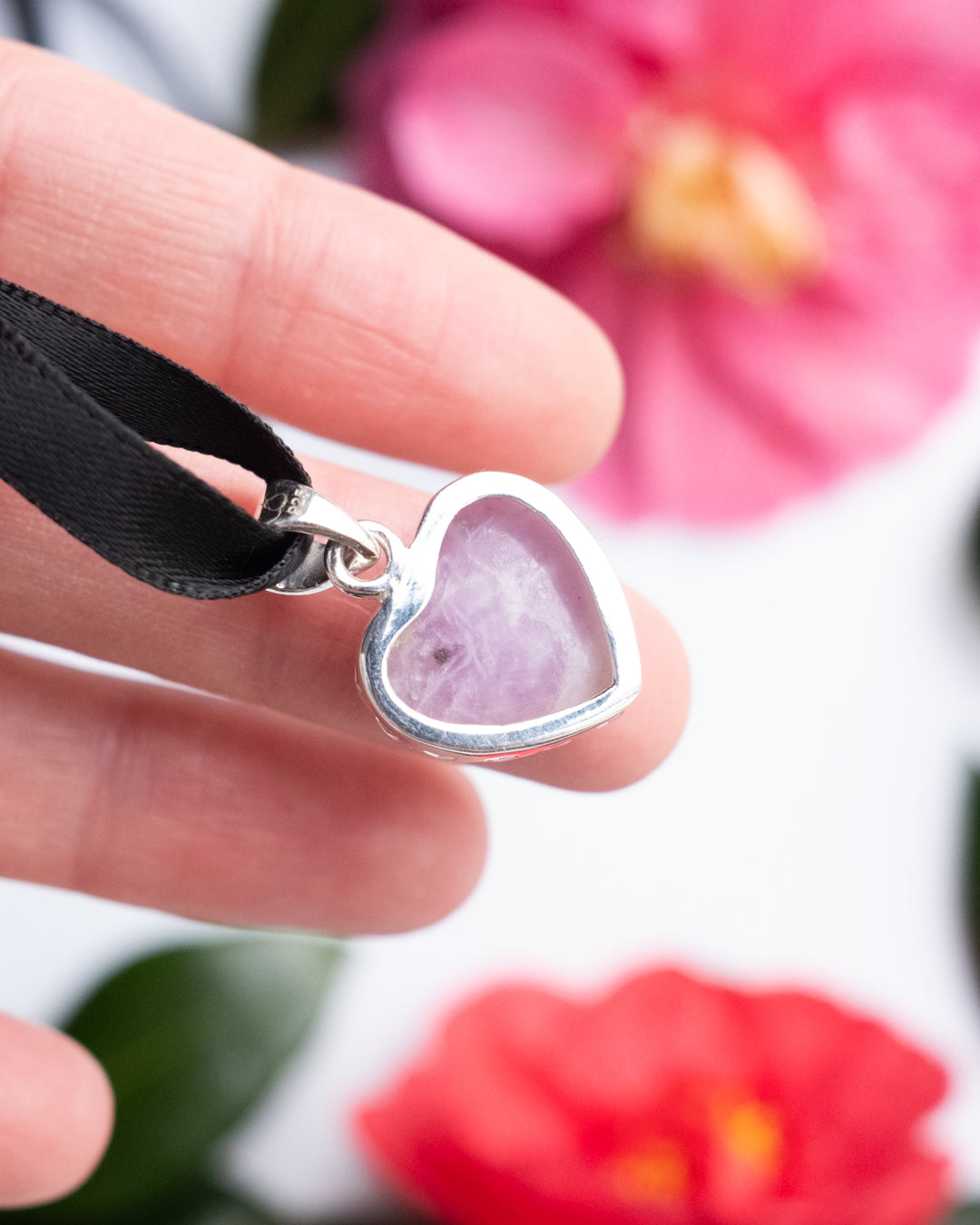 Lepidolite Heart Sterling Silver Gallery Necklace