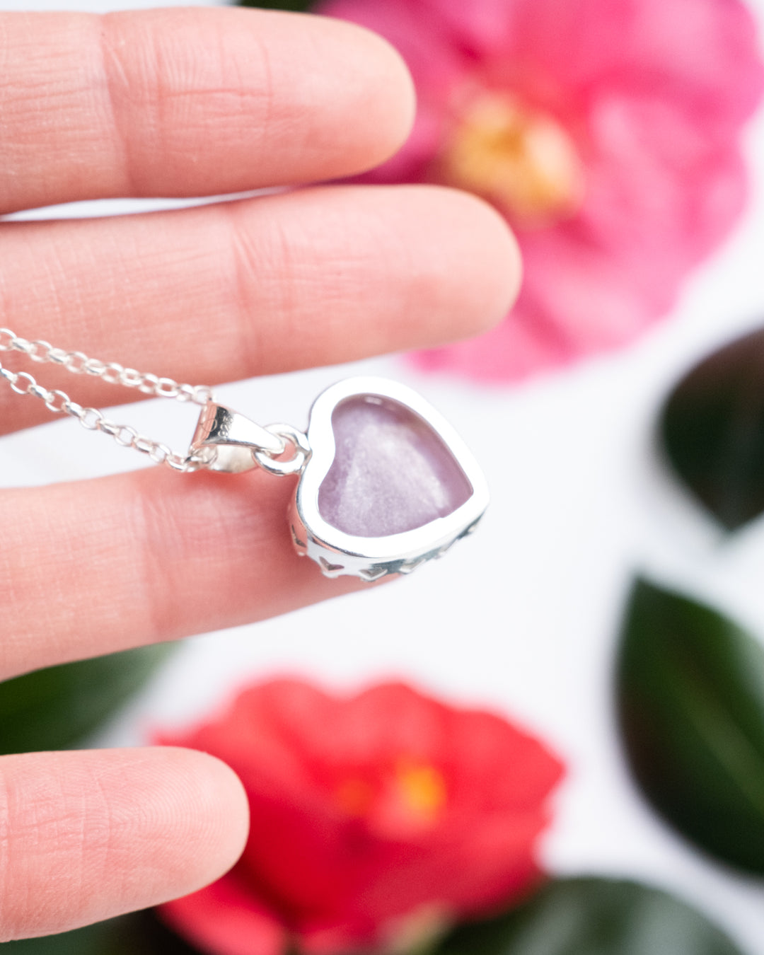 Lepidolite Heart Sterling Silver Gallery Necklace