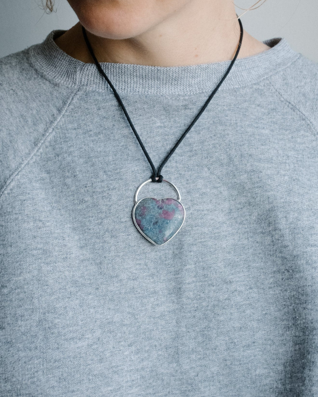 Rainbow Fluroite Heart Sterling Silver Necklace - The Healing Pear