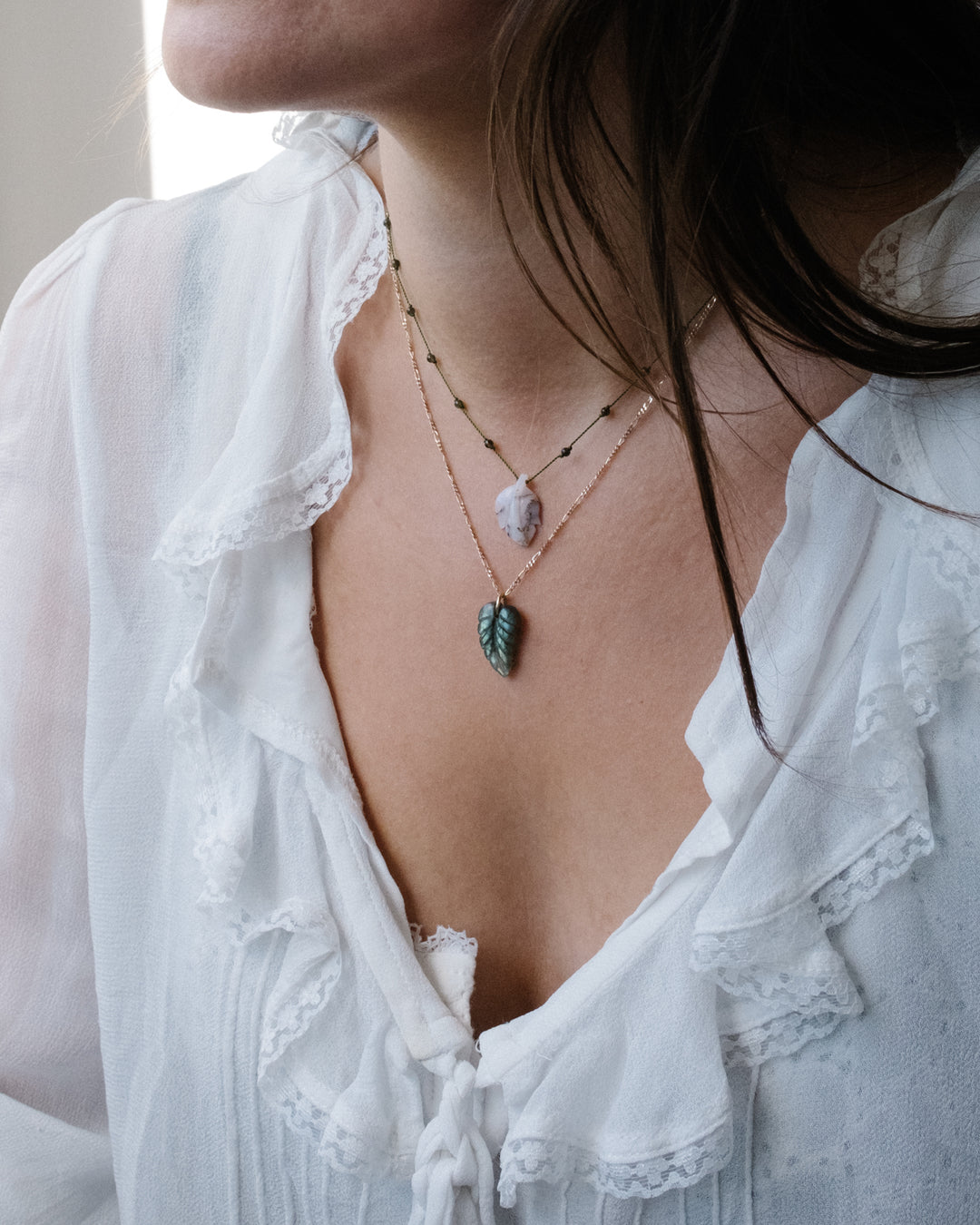 Hand Carved Leaf Beaded Necklace