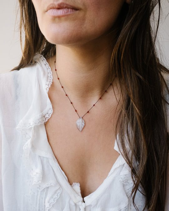 Hand Carved Leaf Beaded Necklace