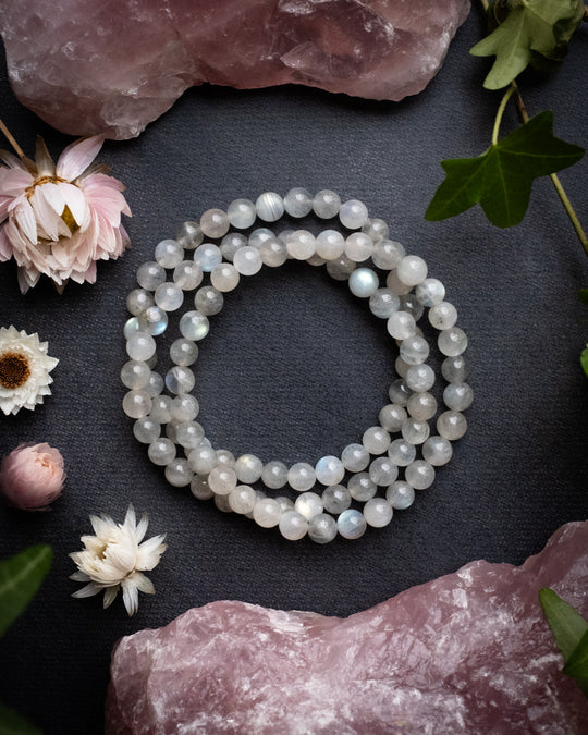 Moon Labradorite Round Bead Bracelet 6mm