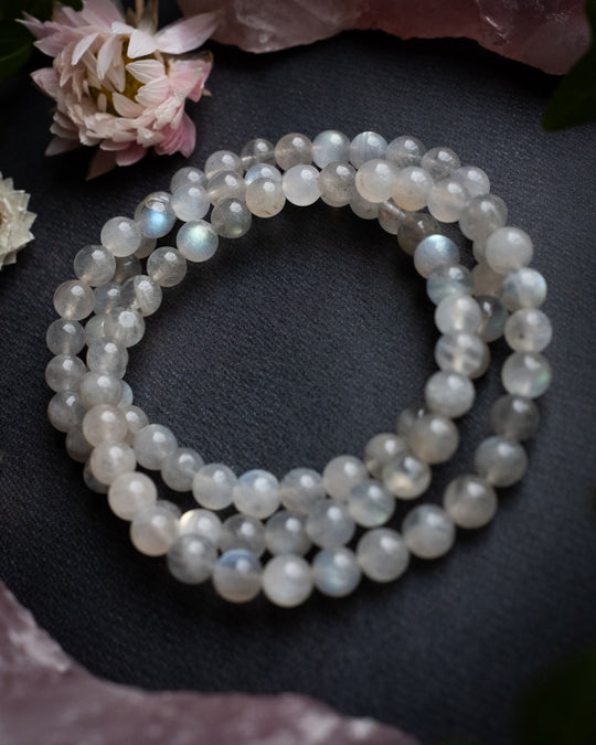 Moon Labradorite Round Bead Bracelet 6mm