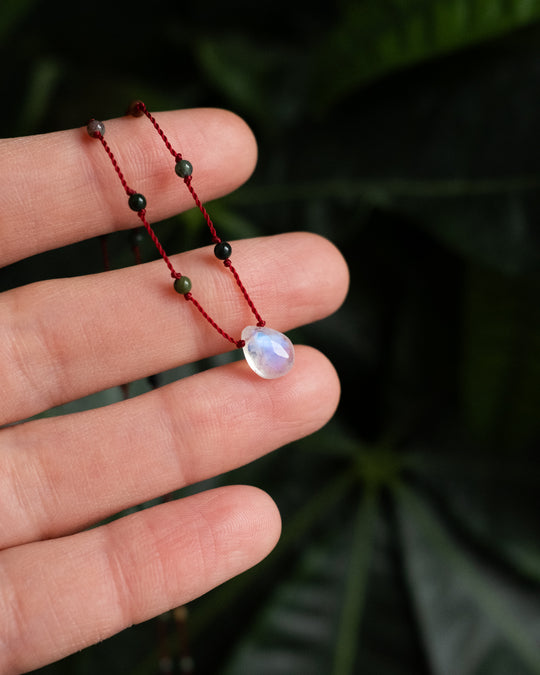 Rainbow Moonstone Beaded Necklace