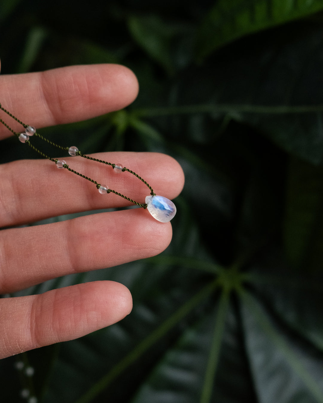 Rainbow Moonstone Beaded Necklace