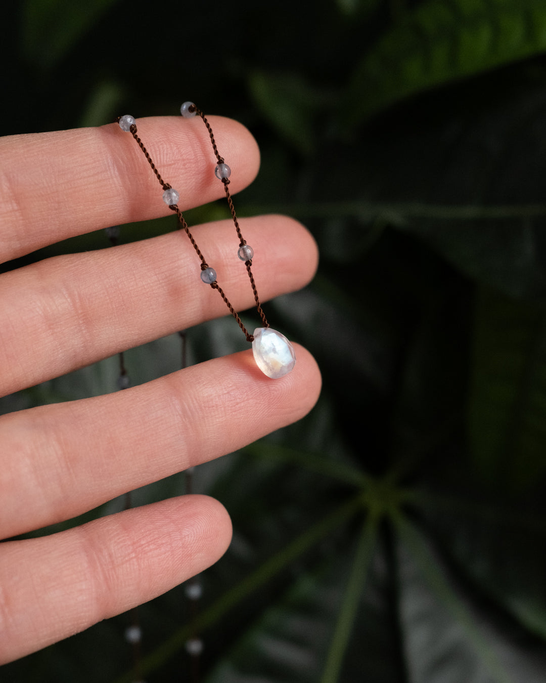 Rainbow Moonstone Beaded Necklace