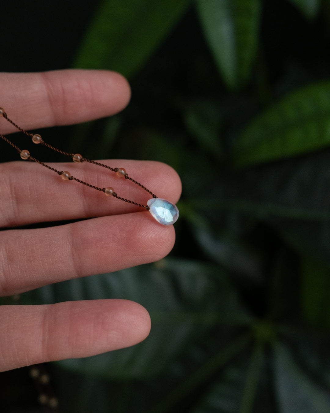 Rainbow Moonstone Beaded Necklace