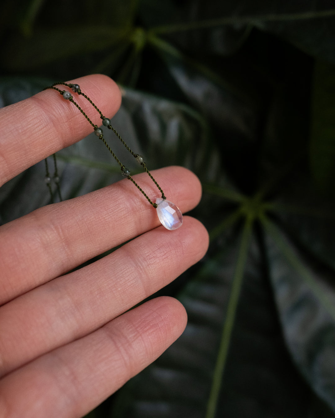 Rainbow Moonstone Beaded Necklace