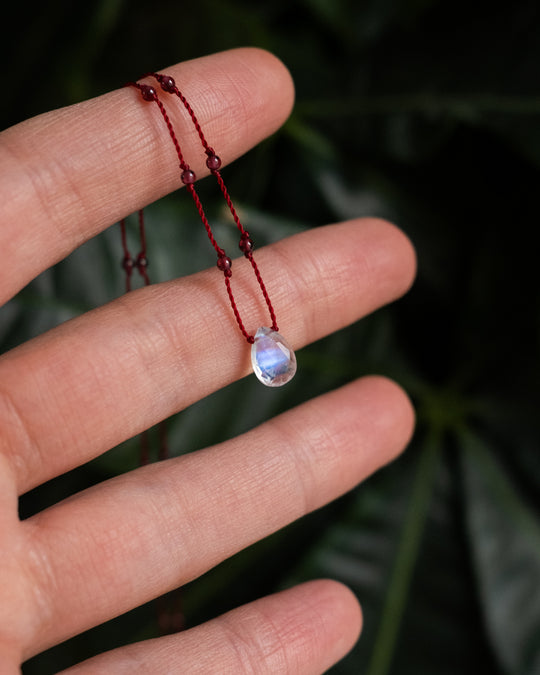 Rainbow Moonstone Beaded Necklace