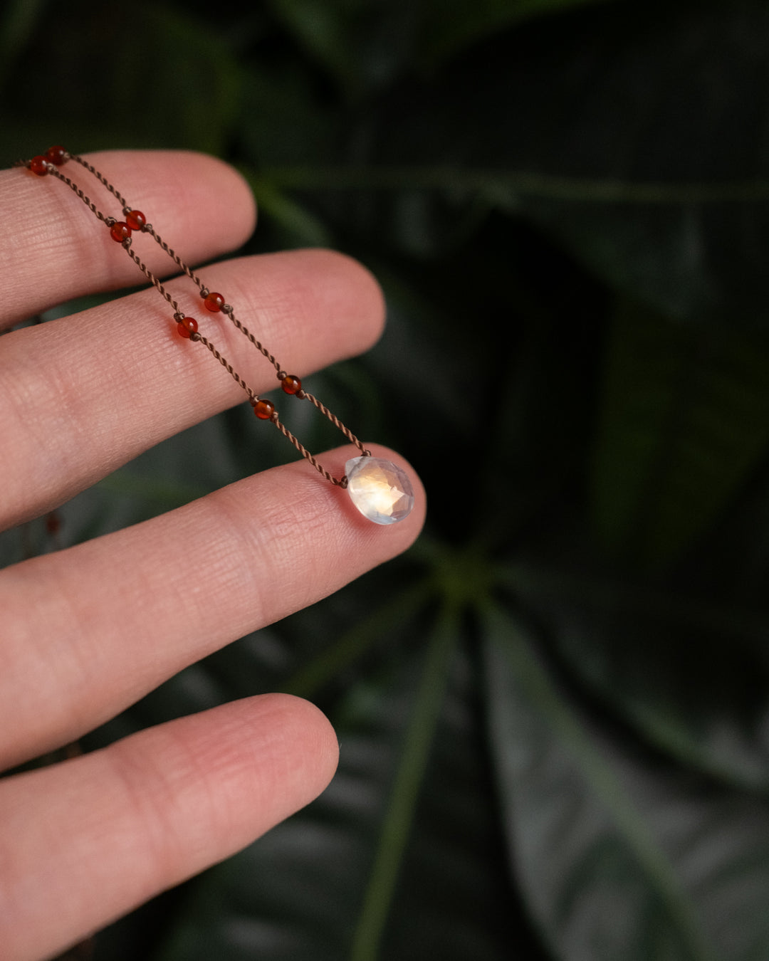 Rainbow Moonstone Beaded Necklace