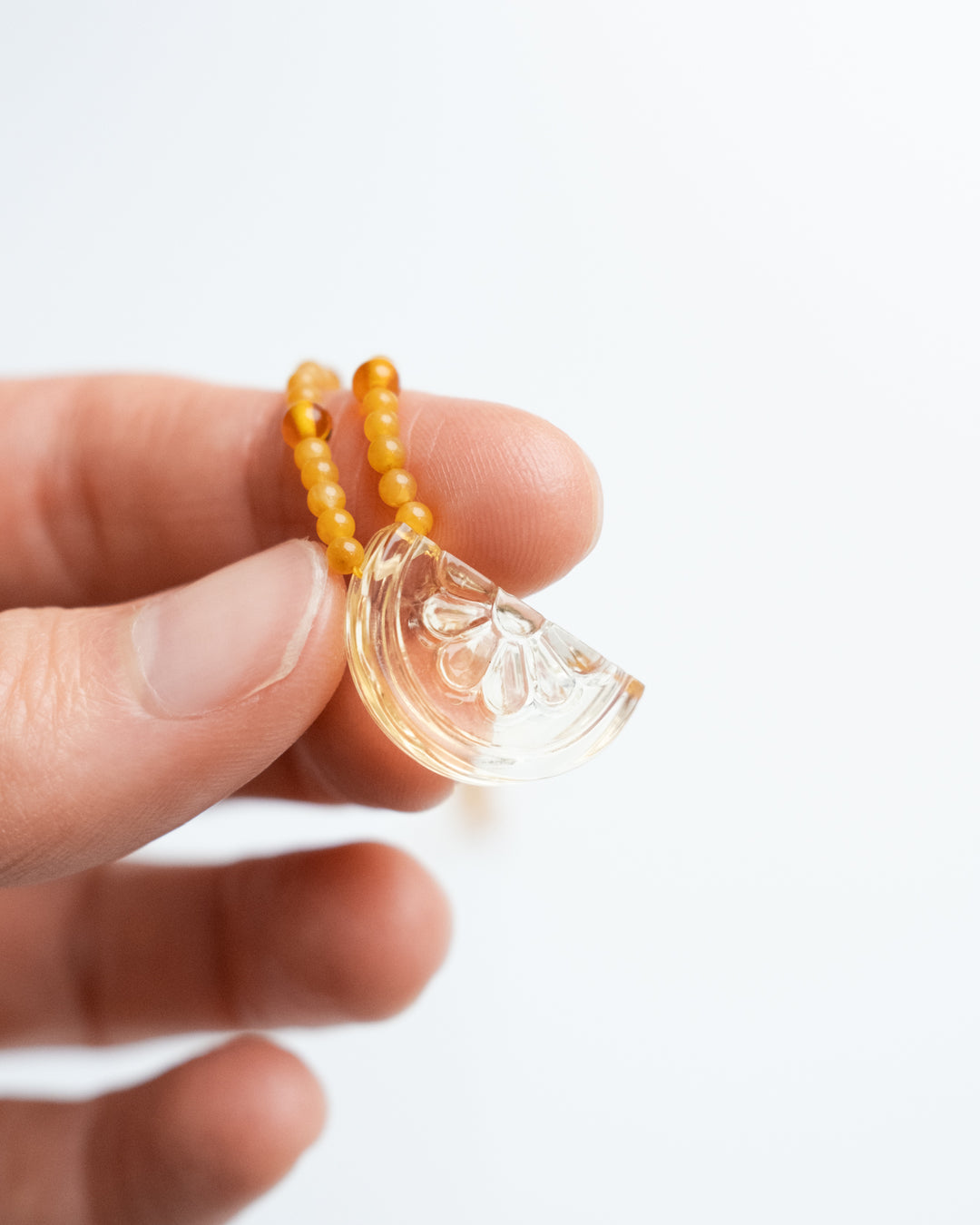 Natural Citrine Orange Slice Beaded Necklace