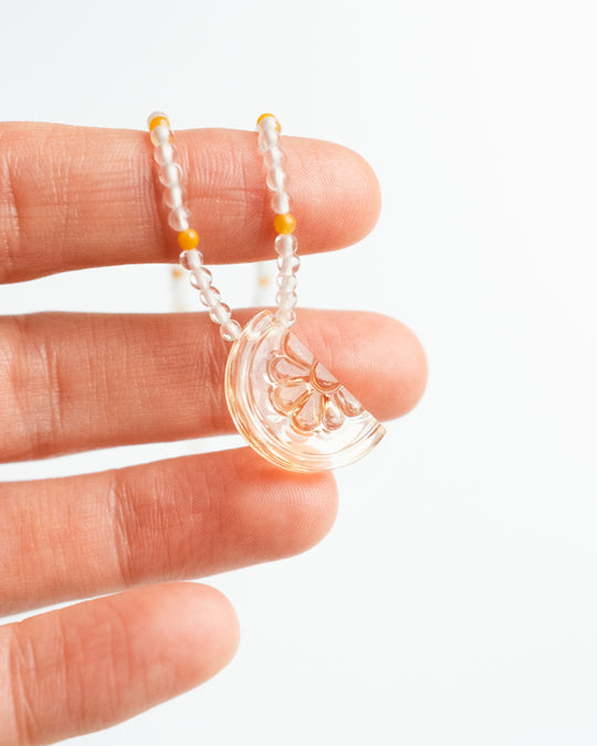 Natural Citrine Orange Slice Beaded Necklace