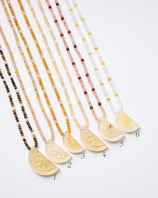 Natural Onyx Citrus Slice Beaded Necklace