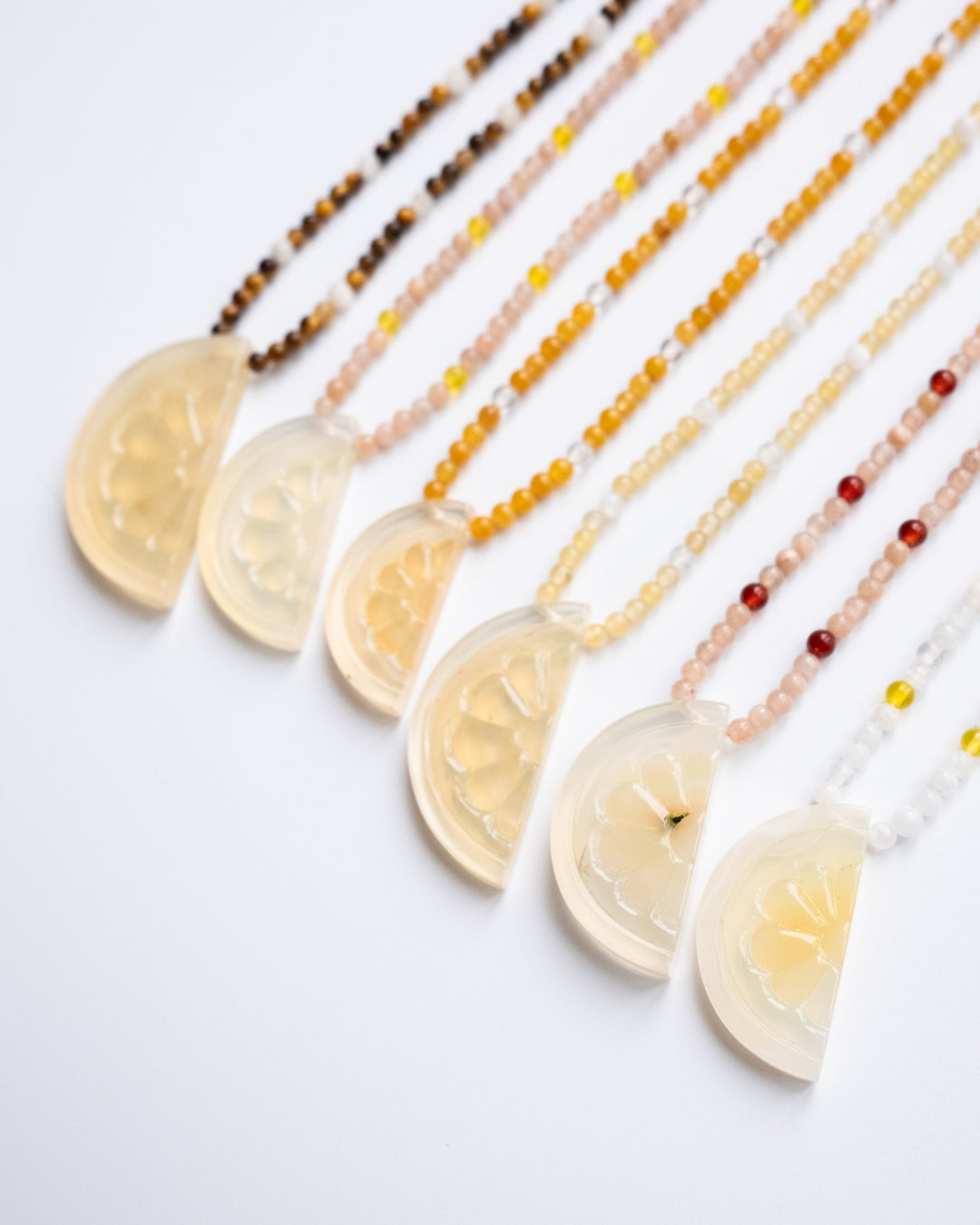 Natural Onyx Citrus Slice Beaded Necklace