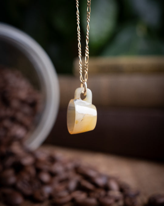 Natural Onyx Hand Carved Mug Necklace