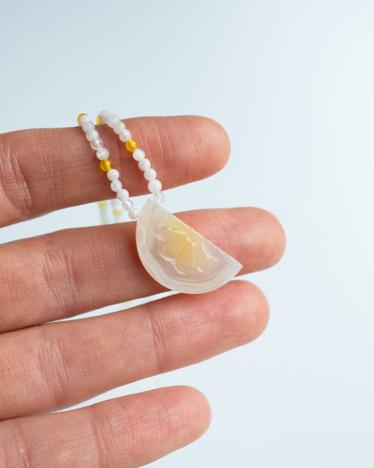 Natural Onyx Citrus Slice Beaded Necklace