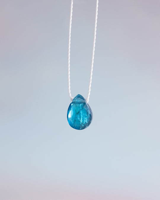 Neon Blue Apatite Vegan Silk Necklace - The Healing Pear