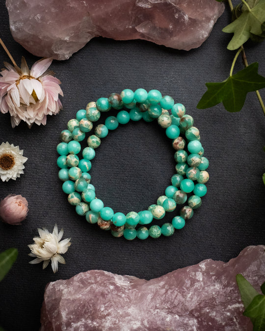 Ocean Imperial Jasper Round Bead Bracelet 6mm