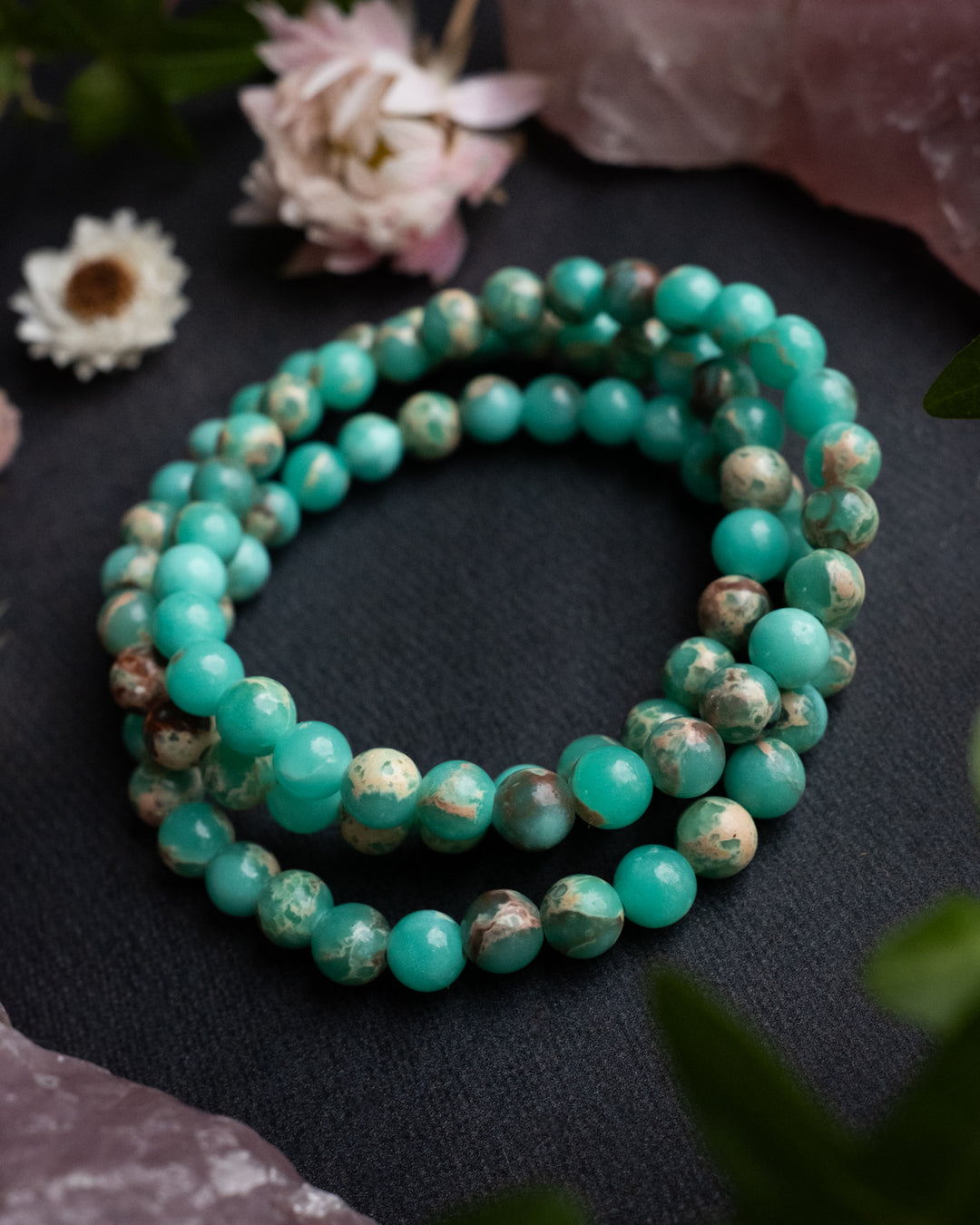 Ocean Imperial Jasper Round Bead Bracelet 6mm