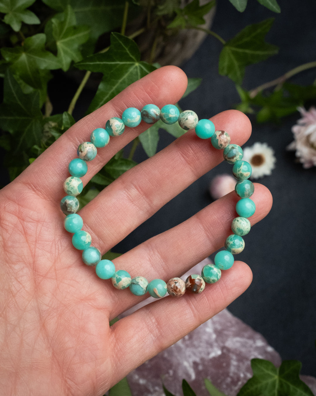 Ocean Imperial Jasper Round Bead Bracelet 6mm