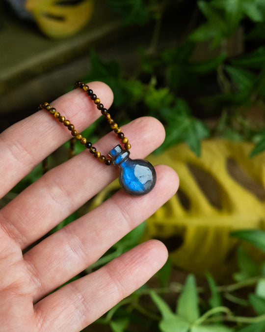 Potion for Confident Creativity: Midnight Blue Labradorite & Tiger's Eye Beaded Necklace