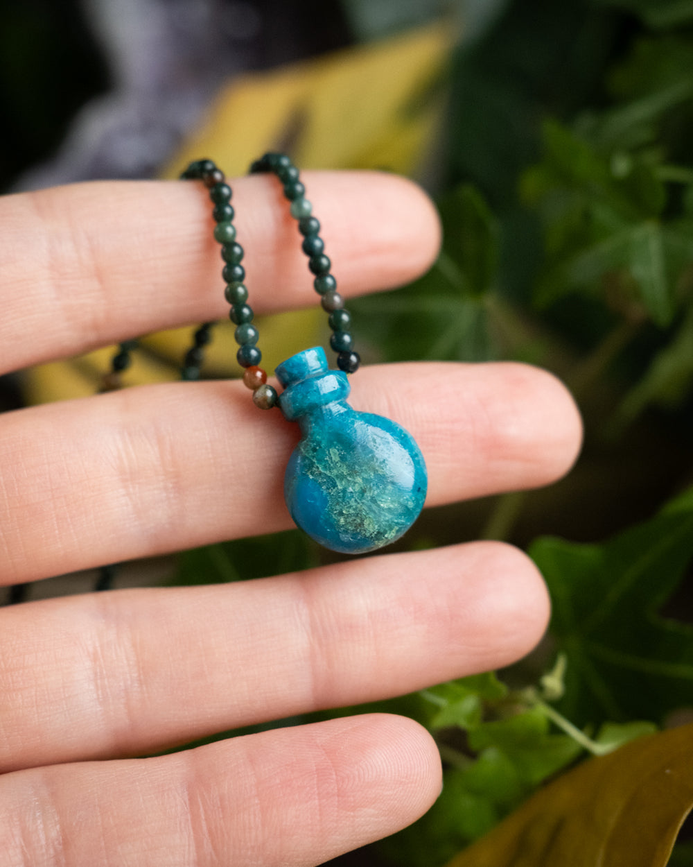 Potion for Serene Grounding: Peruvian Opalina & Bloodstone Beaded Necklace